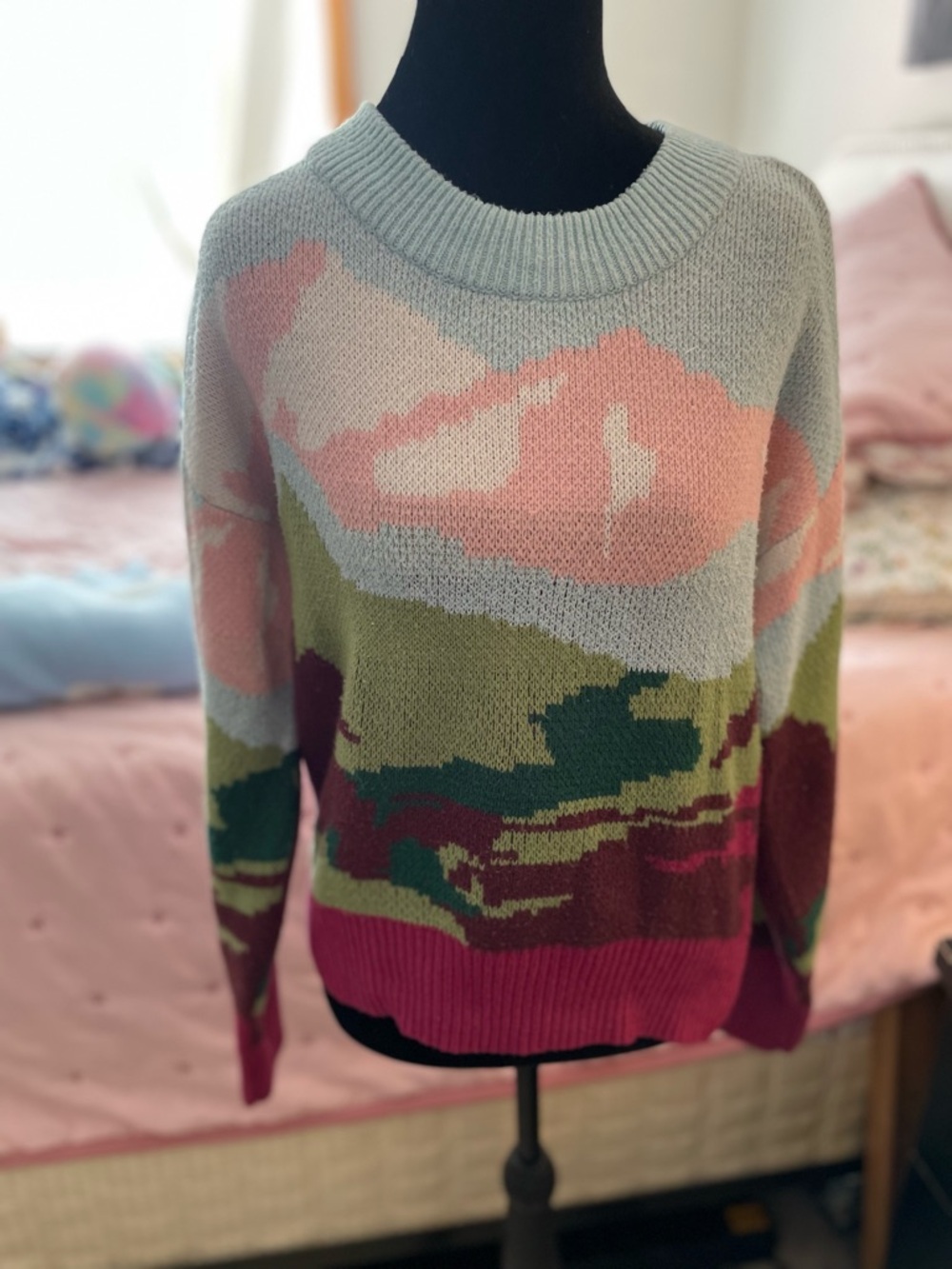 WILD FABLE Abstract Landscape Crewneck Sweater